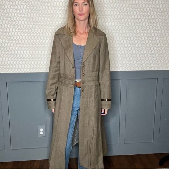 Vintage Burning Torch Wool Trench Coat - Picture 5 of 6